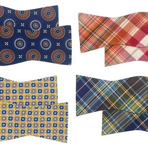 Cremieux Silk Cotton Bow Tie LOT OF 4 Men's Bowtie Plaid Geometric Medallion Set
